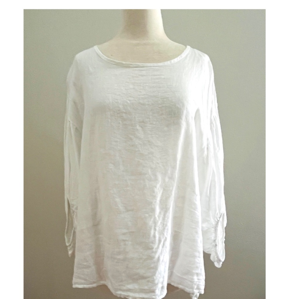Bellambia Linen Peasant Sleeve Blouse 🇮🇹 Large